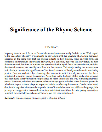 significance of rhyme scheme example