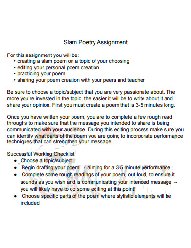 slam poetry assignment example
