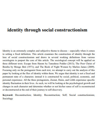 social constructionism identity