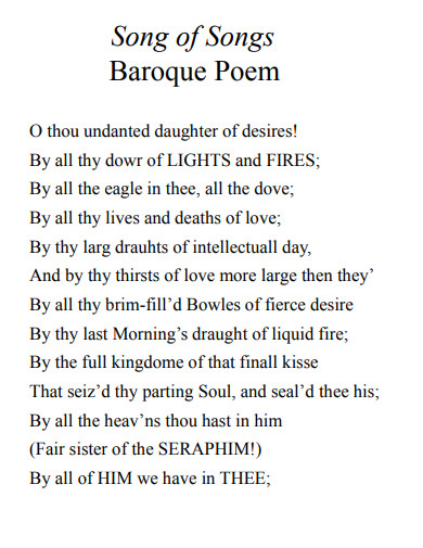 song of songs baroque poem example