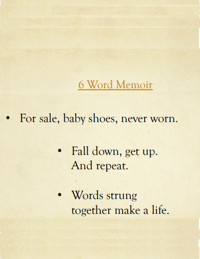 standard 6 word memoir