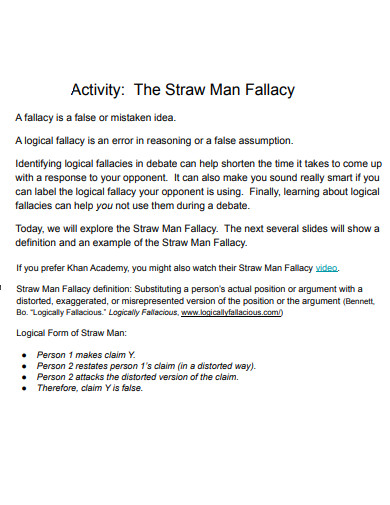 straw man fallacy activity
