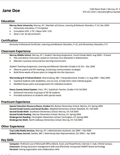 student education resume