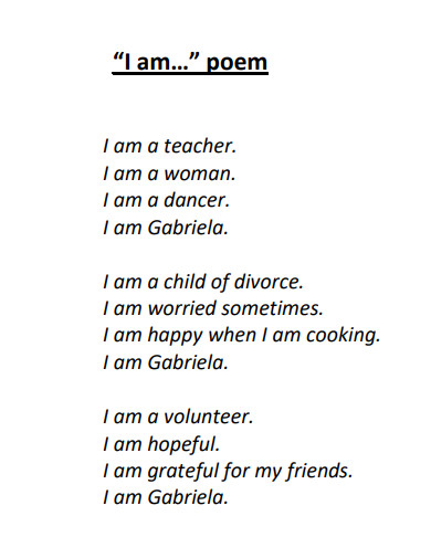 student i am poem example