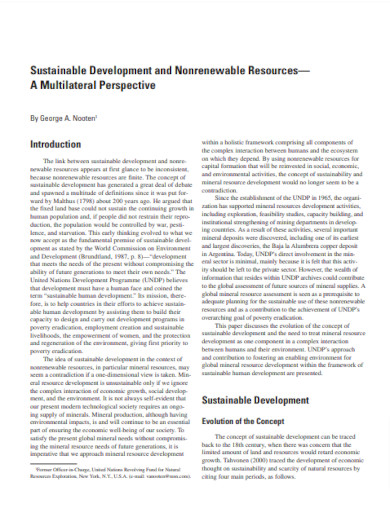 sustainable development and nonrenewable resources