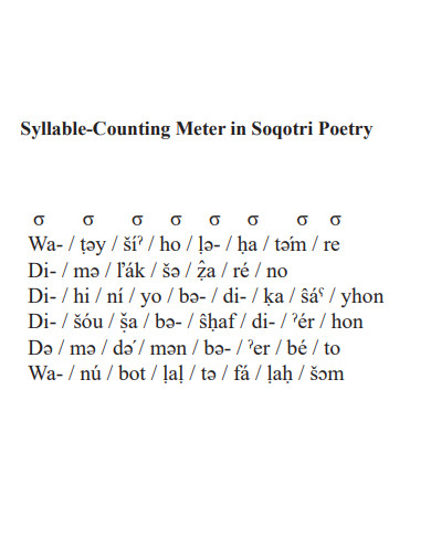 syllable meter poem example