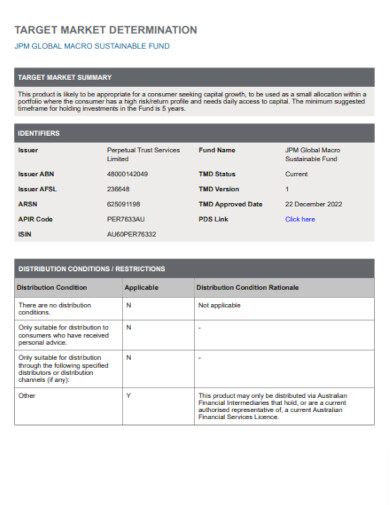 Target Market Determination Example