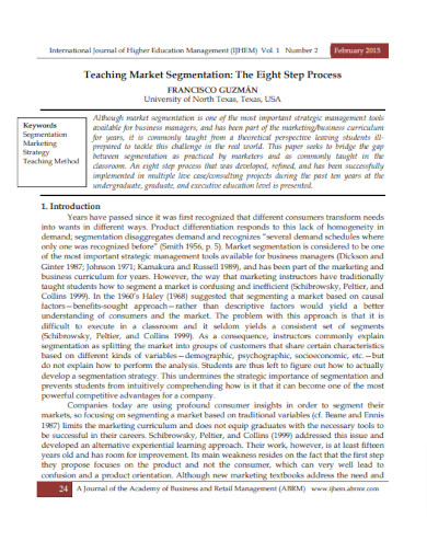 teaching market segmentation example