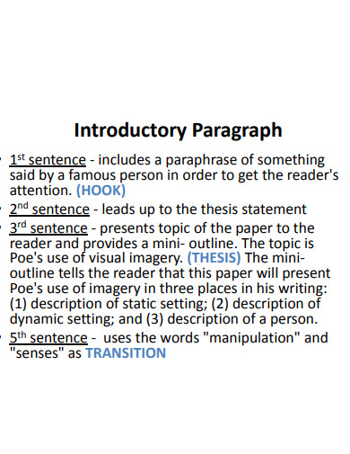 transition introductory paragraph sentences