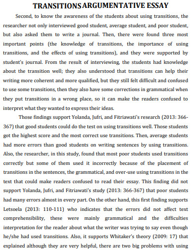 transition sentences argumentative essay