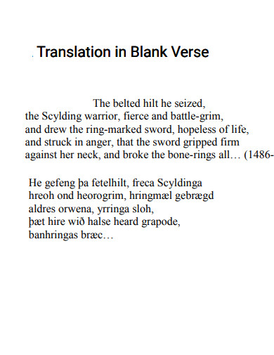 translation blank verse example