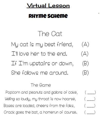 virtual lesson rhyme scheme example