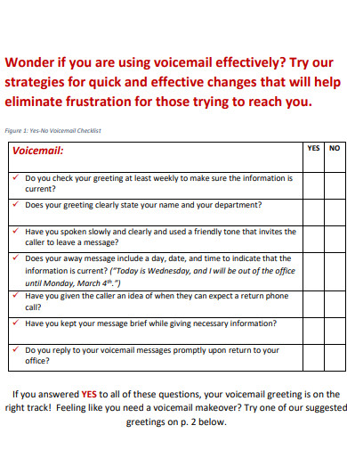voicemail greeting checklist