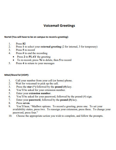 voicemail greeting format