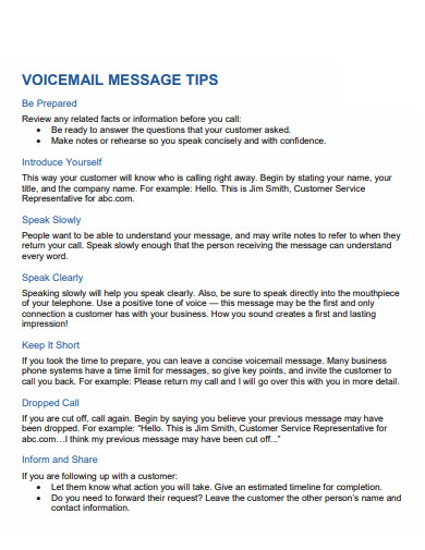 voicemail greeting message