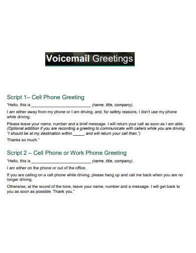 voicemail greeting script