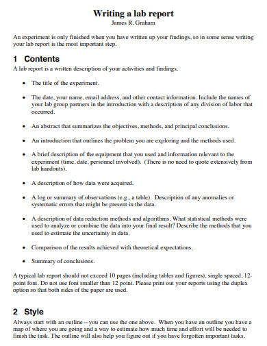 Writing Lab Report Example