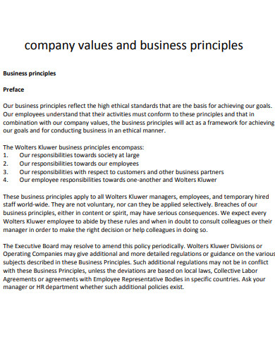 company values business principles