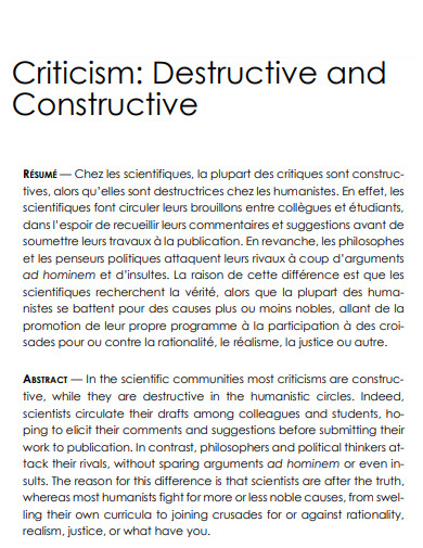 destructive constructive criticism