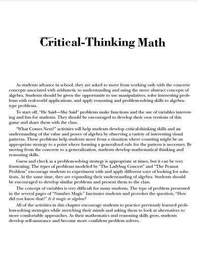 math critical thinking