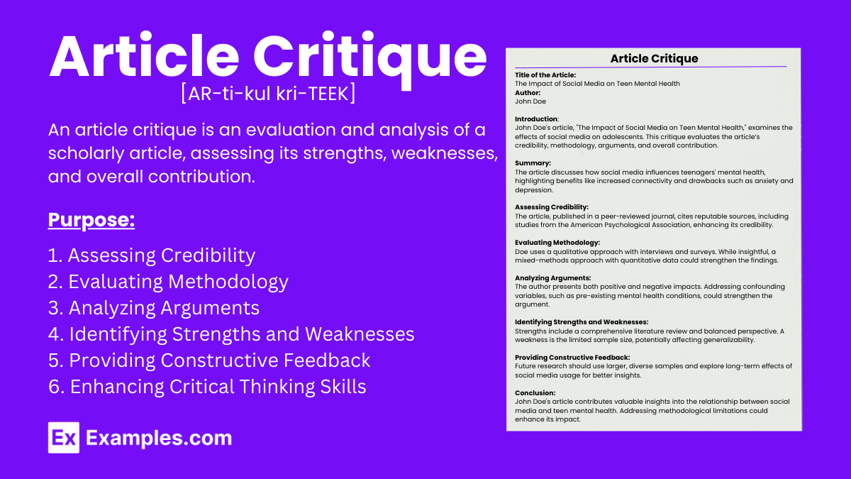 examples of a critique of a research article