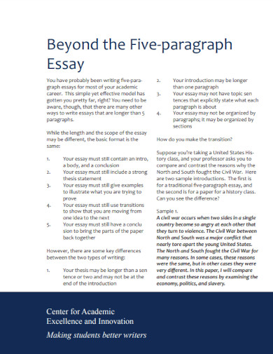 beyond the five paragraph essay example