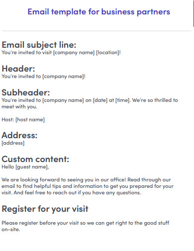 Business Partners Email Example