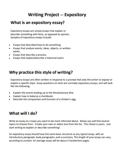 expository project writing example