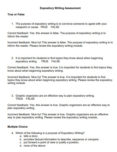 expository writing assessment example