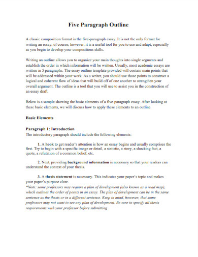 five paragraph outline guide example