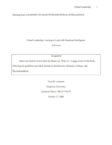 learning to lead with emotional intelligence review