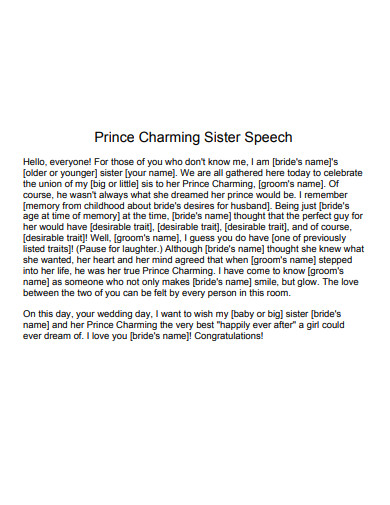 Little Sister Bridesmaid Speech Example