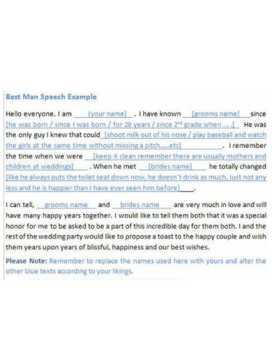 Sample Best Man Speech Example