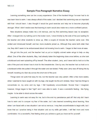 sample five paragraph narrative essay