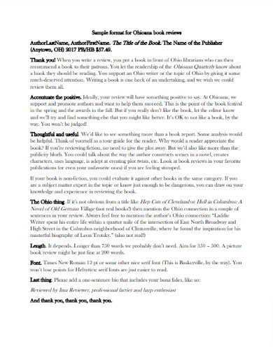sample format for ohioana book reviews