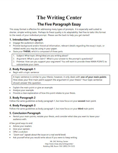 34 5 Paragraph Essay Example Examples