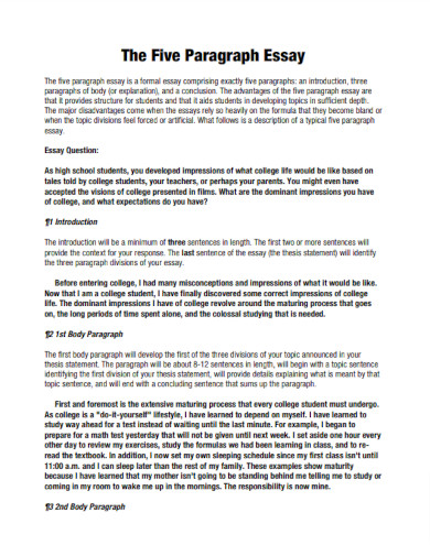 the five paragraph essay example