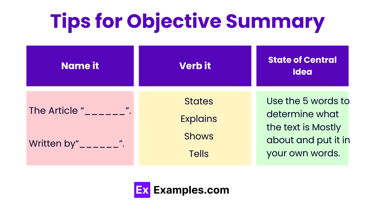Tips for Objective Summary