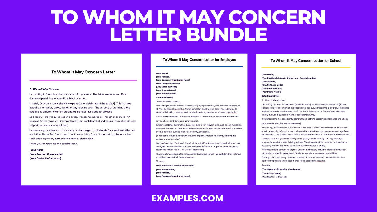 To Whom It May Concern Letter Bundle
