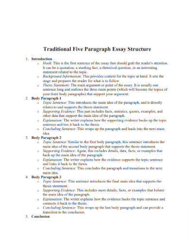 traditional five paragraph essay structure