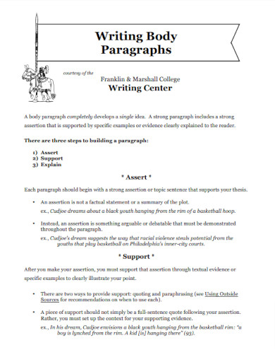 writing body paragraphs example
