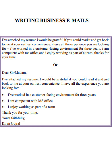writing business email example