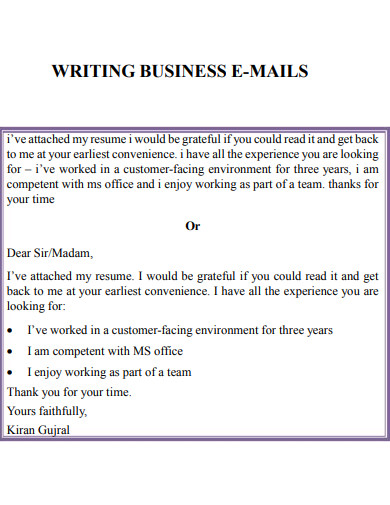 Writing Business Email Example