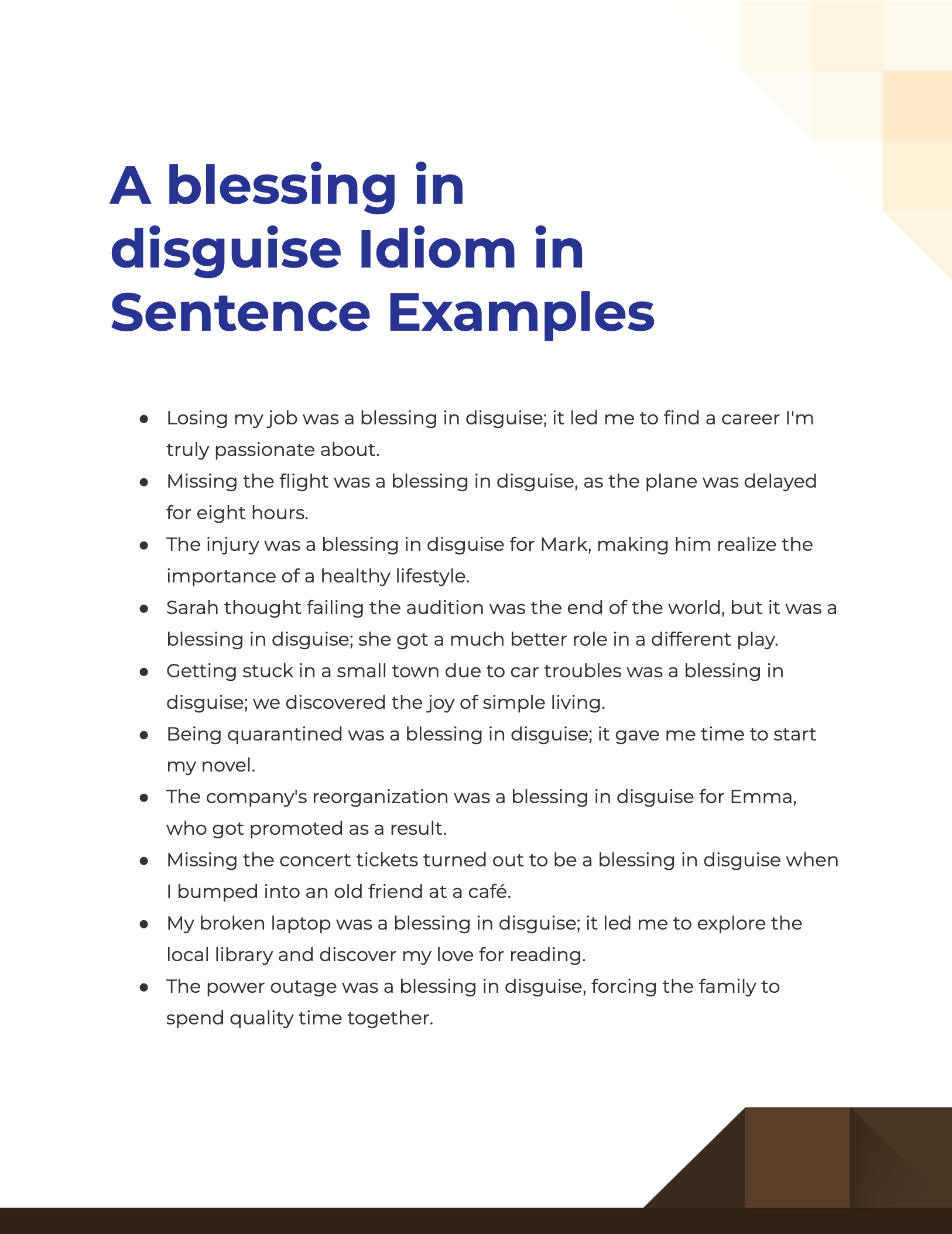 A blessing in disguise Idiom - 19+ Examples, How to Use, PDF, Tips