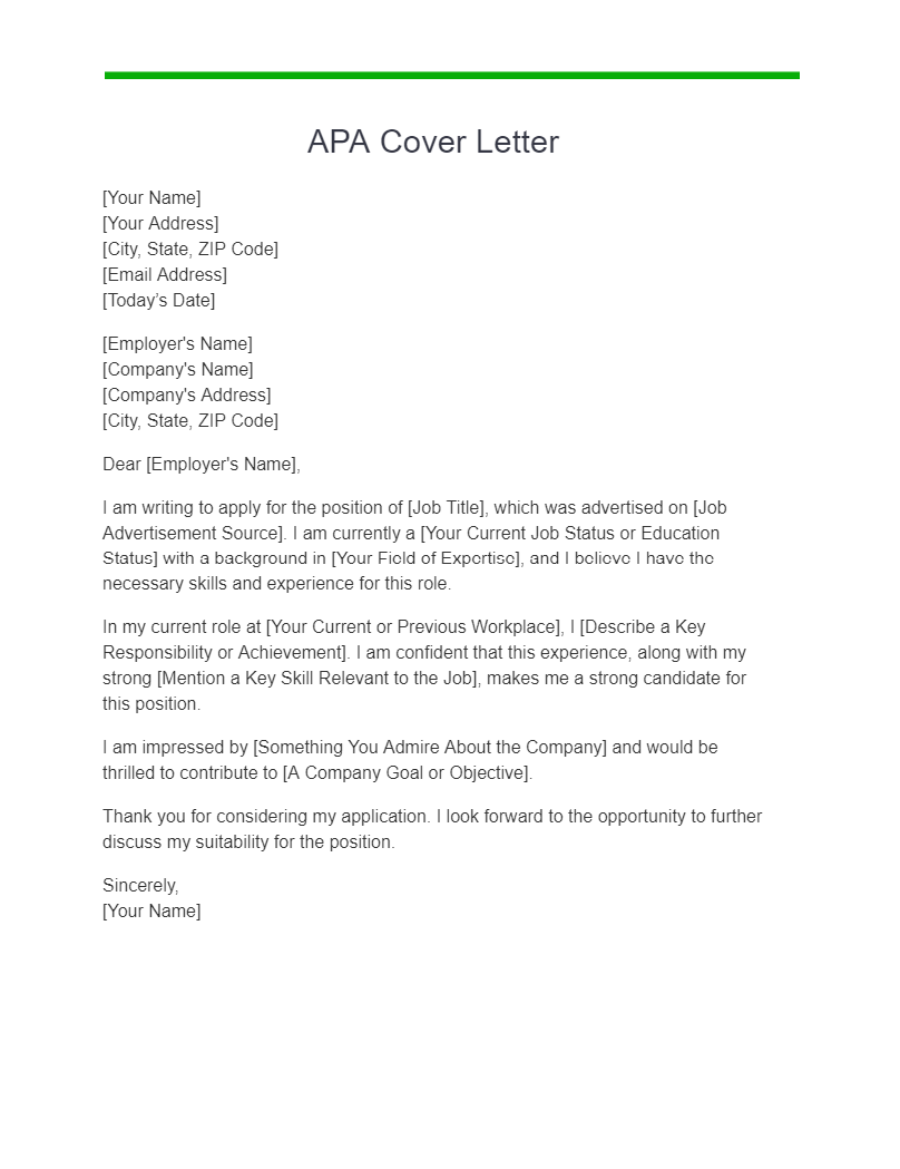 cover letter apa format example