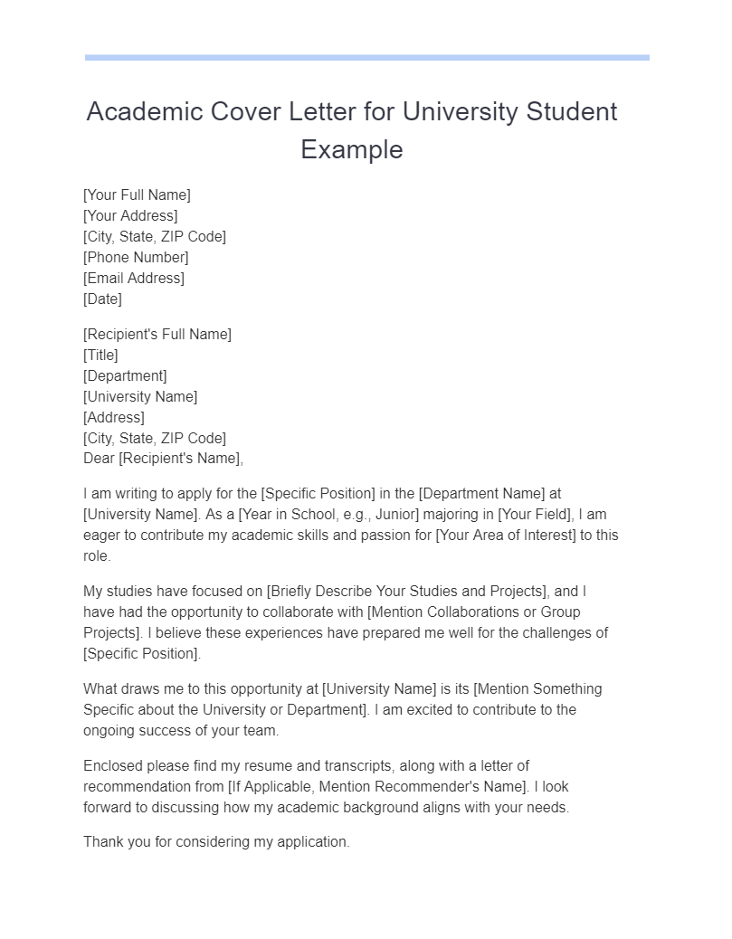 Academic Cover Letter - 20+ Examples, Format, PDF