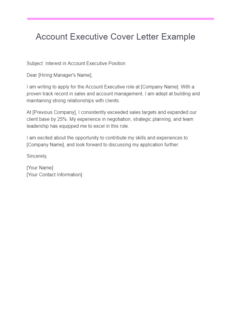 account executive cover letter example