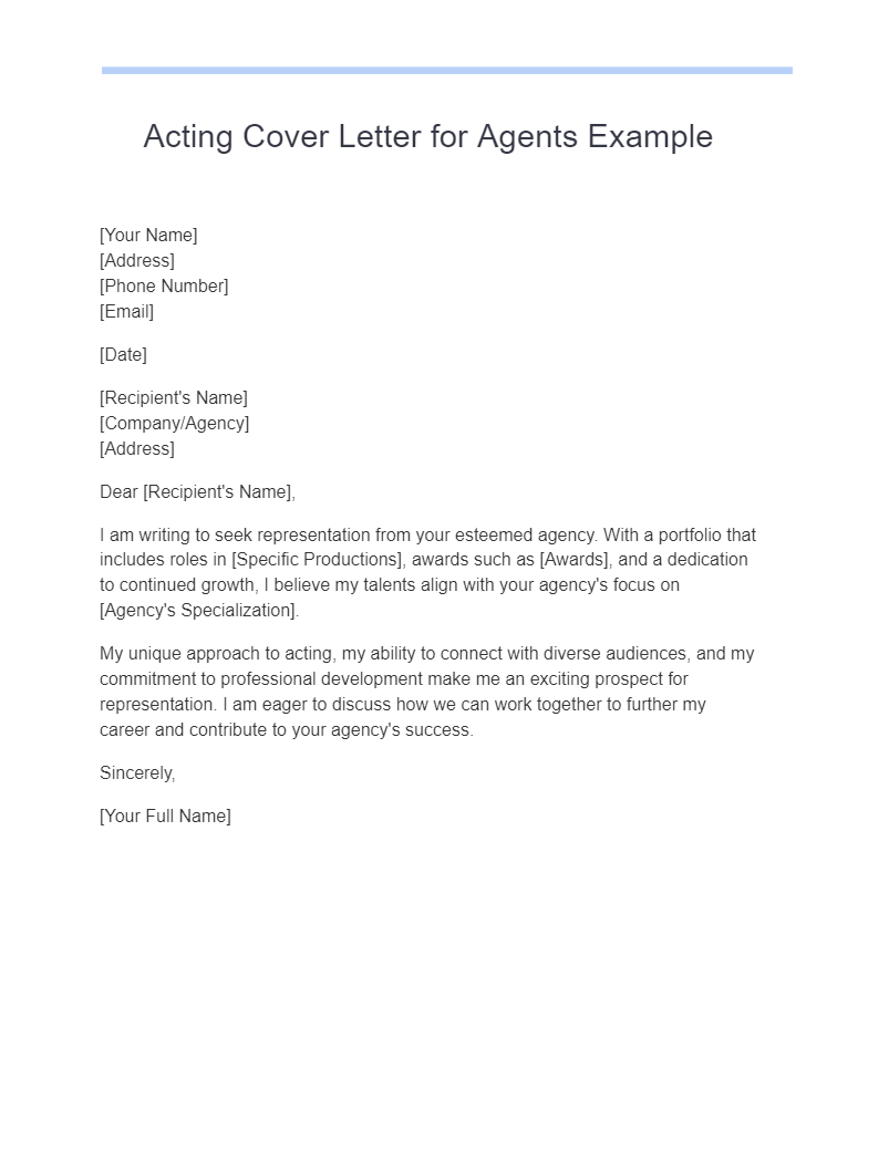 acting agent cover letter examples