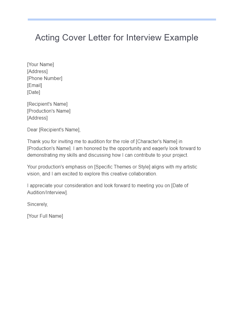 21 Acting Cover Letter Examples How To Write Tips Examples 2909