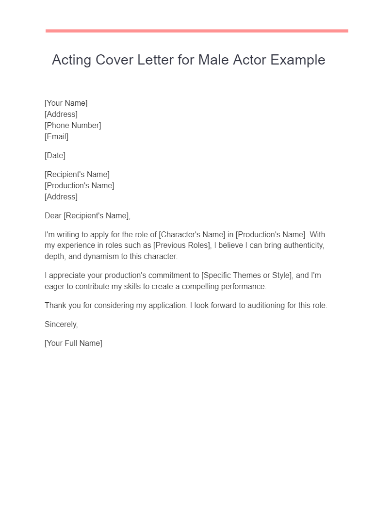 what does an acting cover letter look like